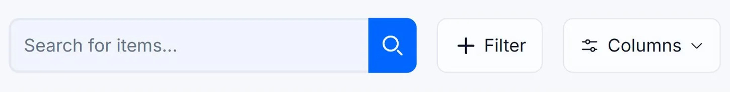 The Search for items box at the left of the My Library toolbar in Alt Text Studio, outlined in red beside the Filter and Columns buttons
